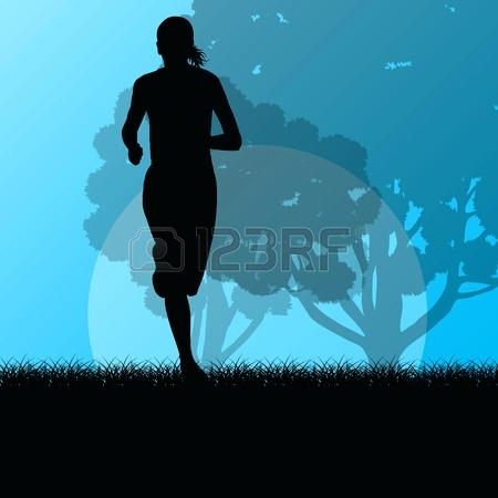 forest landscape vector fitness young woman runner running in forest landscape vector illustration background vector forest landscape 27 vector