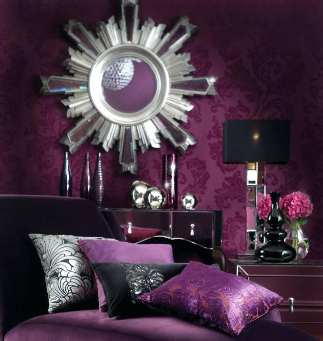 purple walls pink curtains white large curtains purple bedroom decorating dark brown wooden bedside table black metal hanging chandeliers wall interior design games for pc