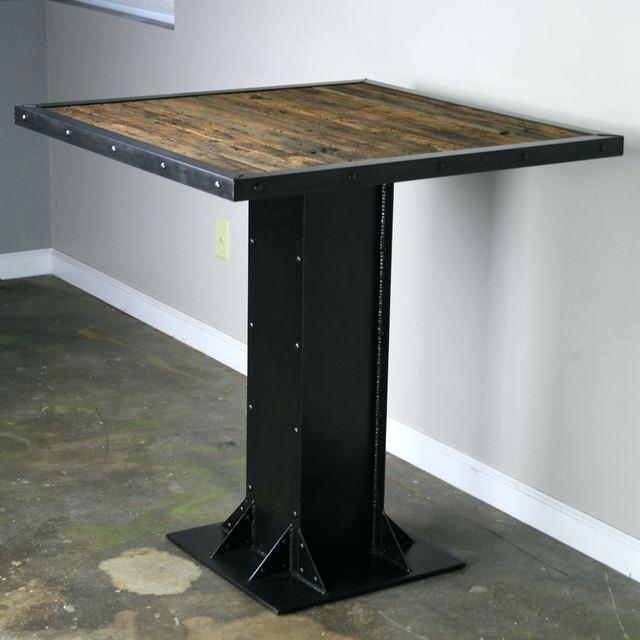 modern industrial kitchen table buy a hand made bistro dining table modern industrial design steel reclaimed wood great for restaurant or bar made to order from combine 9